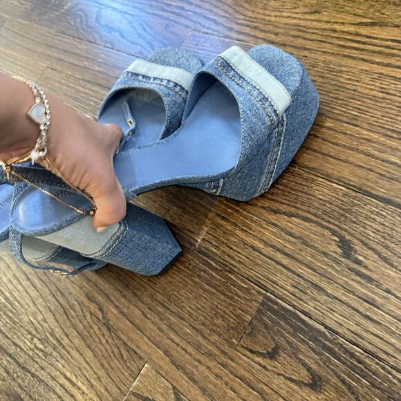 Free People Jeffrey Campbell Denim Daze Platform Heels 11 - Picture 7 of 8